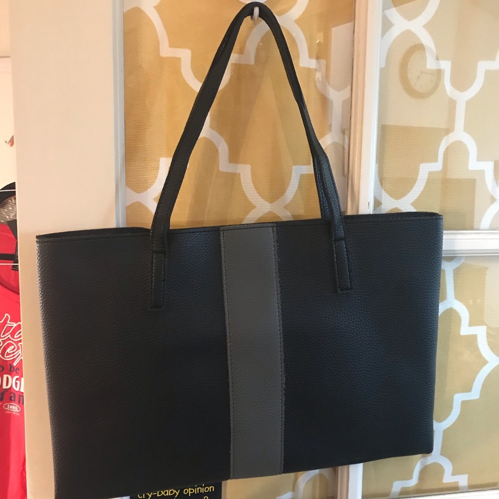 Vince Camuto, vegan leather tote, laptop black